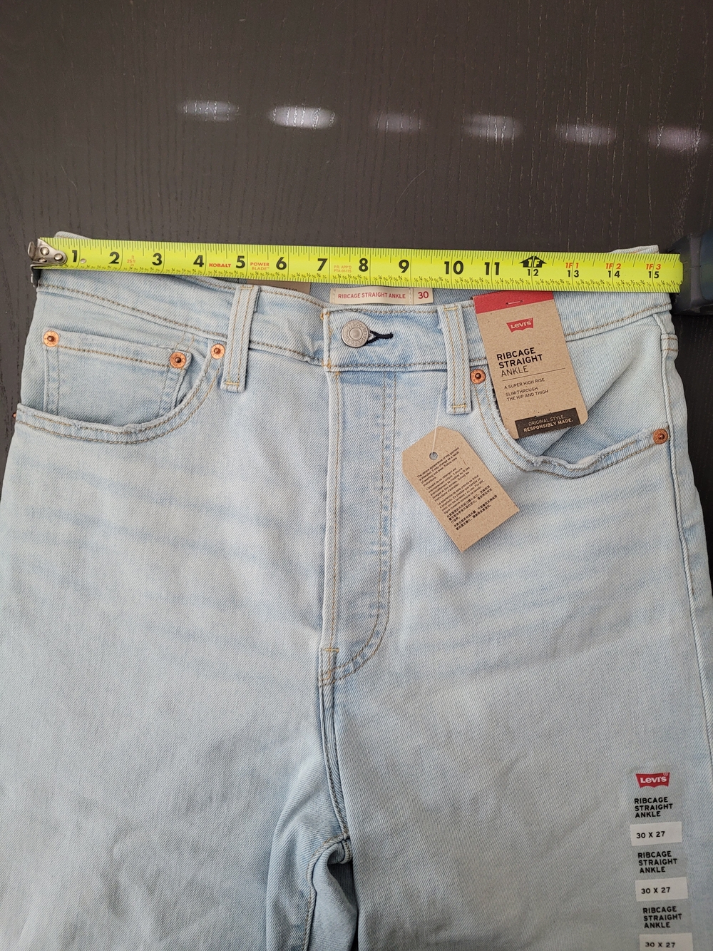 Levi's Ribcage Straight Ankle Jeans - Light Wash, Pale Blue, Buttonfly - Picture 5 of 11